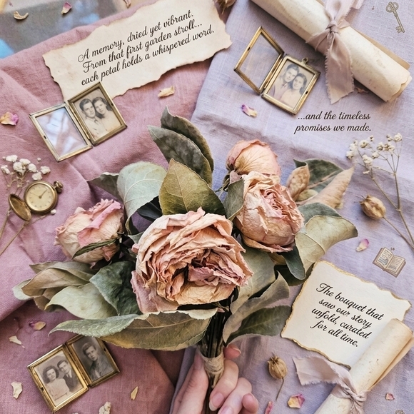 Elegant Pink and Green Faux Floral Bouquet - Picture 5 of 12